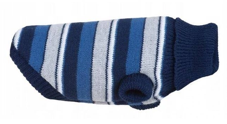Amiplay Sweterek dla psa Glasgow 28 cm Paski kolorowe z niebieskim