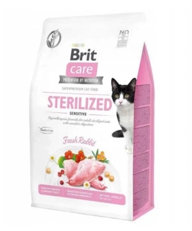 Brit care cat grain-free sterilized sensitive 400 g - sucha karma dla kotów dorosłych, sterylizowanych z wrażliwym układem pokarmowym, 400 g