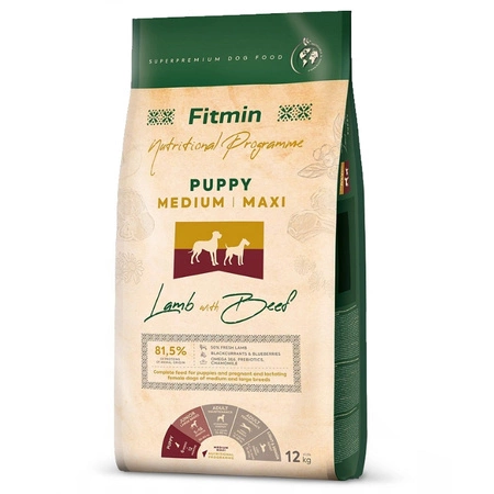 Fitmin Dog Medium Maxi Puppy Lamb & Beef 12 kg - Sucha karma dla szczeniąt z jagnięciną i wołowiną 12 kg