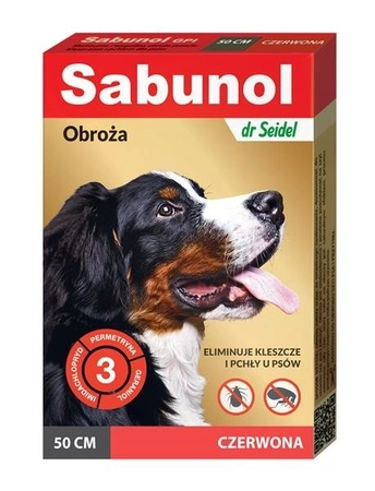 Dermapharm sabunol obroża dla psa przeciw pchłom i kleszczom czerwona 50 cm