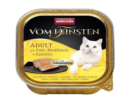 Animonda Vom Feinsten Adult mit Pute Rindfleisch + Karotten 100 g - mokra karma dla dorosłych kotów z indykiem wołowiną i marchewką 100g