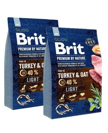 Brit Premium By Nature Light Turkey & Oat 2x 3 kg - sucha karma dla psów niskokaloryczna z indykiem i owsem 2x3kg