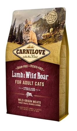 Carnilove For Adults Cats Sterilised Lamb & Wild Boar 2 kg - sucha karma dla dorosłych kotów po sterylizacji z dziczyzną i jagnięciną 2kg