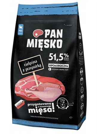Pan Mięsko 3 kg - sucha karma dla szczeniąt, cielęcina z przepiórką L 3kg