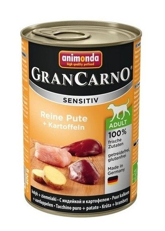 Animonda Grancarno Sensitiv Reine Pute + Kartoffeln 400 g - mokra karma dla psów wrażliwych z indykiem i ziemniakami 400g