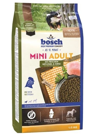 Bosch PetFood Bosch Mini Adult Mit Frischem Geflugel & Hirse 1 kg - sucha karma dla dorosłych psów rasy małej z drobiem i proso 1kg