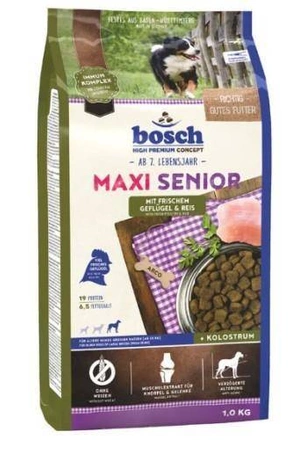 BOSCH Maxi Senior drób i ryż, 1 kg - sucha karma dla psów straszyh, ras dużych, 1 kg