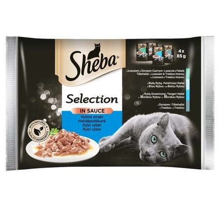 Sheba Selection in Sauce Kolekcja Smaków Ryba 4 x 85 g - mokra karma dla kotów z rybą 4x85g