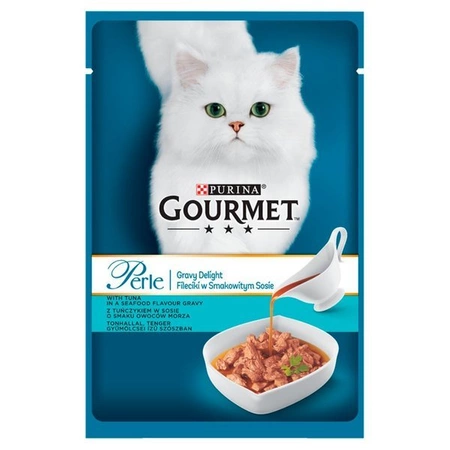 Purina Goumret Perle Fileciki w Smakowitym Sosie 85 g - mokra karma dla kotów fileciki w smakowitym w sosie 85g