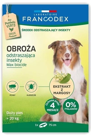 Zolux Francodex obroża dla dużych psów powyżej 20 kg odstraszająca insekty dł. 75 cm