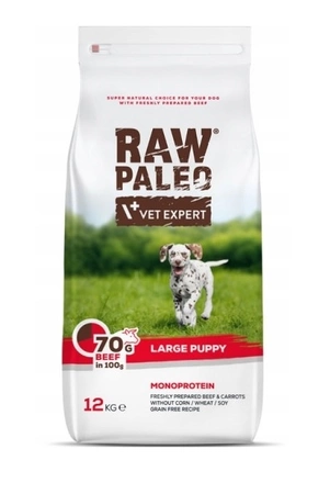 VETEXPERT Raw Paleo puppy large Wołowina 12kg - sucha karma dla szczeniąt, ras dużych, 12kg