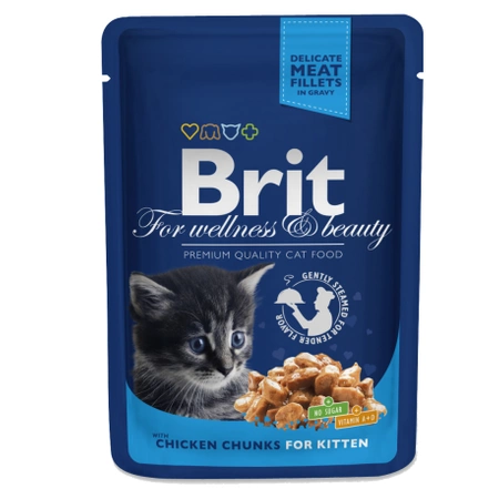 Brit For Wellness & Beauty Chicken Chunks for Kitten 100 g - mokra karma dla kociąt z kurczakiem 100g