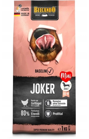 BELCANDO Baseline Joker Grain Free, 1 kg - sucha karma dla dorosłych psów, ras małych i średnich, 1 kg
