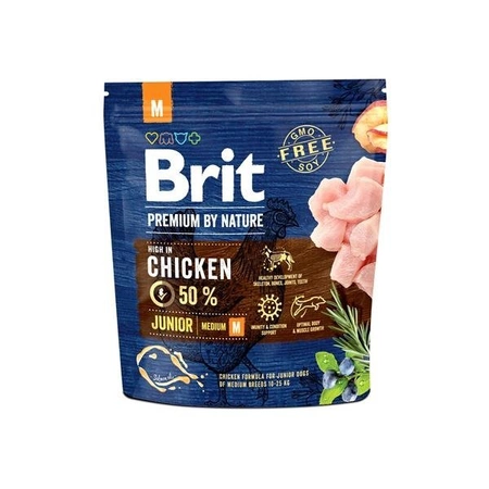 Brit Premium By Nature Junior Medium Chicken 1 kg - sucha karma dla młodych psów rasy średniej z kurczakiem 1kg