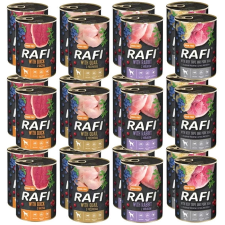 Rafi Mix smaków - mokra karma dla psów dorosłych, 24 x 400g ZESTAW