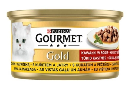 Gourmet Gold kurczak i wątróbka w sosie, 85 g - mokra karma dla kotów dorosłych, 85g