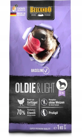 BELCANDO Baseline Oldie & Light, 1 kg - sucha karma dla dorosłych i starszych psów o niskim poziomie aktywności, 1 kg