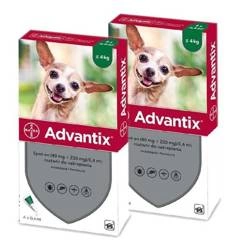Bayer Advantix Spot On roztwór na pchły i kleszcze 2 x (4x0,4ml) pies do 4kg ZESTAW