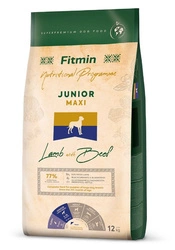 Fitmin dog maxi junior lamb&beef 12 kg - sucha karma dla szczeniąt ras dużych, 12 kg