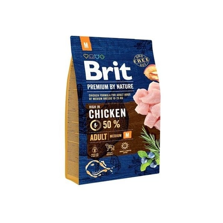 Brit Premium By Nature Adult Medium Chicken 3 kg -  sucha karma dla dorosłych psów rasy średniej z kurczakiem 3kg