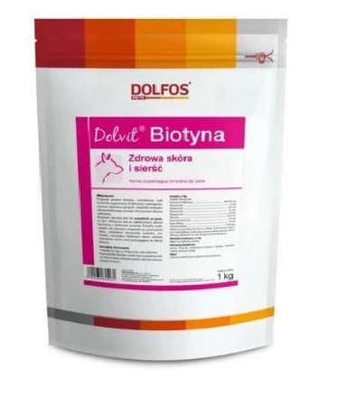Dolfos Dolvit  Biotyna 1kg - suplement diety w proszku dla psów na skórę i sierść