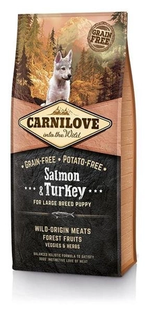 Carnilove Salmon & Turkey For Large Breed Puppies 12 kg - sucha karma dla szczeniąt ras dużych z łososiem i indykiem 12kg