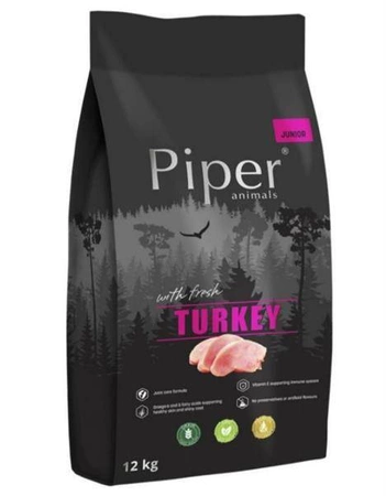 Piper karma sucha junior dla psa z indykiem 12 kg - sucha karma dla szczeniąt i młodych psów, 12 kg