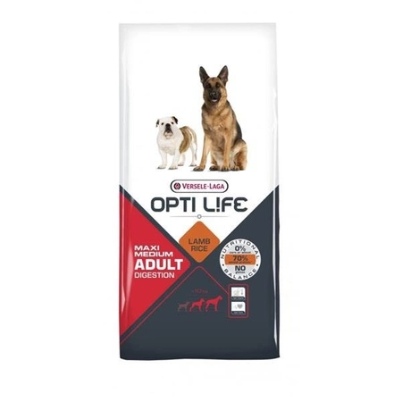 Versele Laga Opti Life Adult Digestion Medium&Maxi - sucha karma dla dorosłych psów średnich i dużych ras jagnięcina i ryż 12,5kg