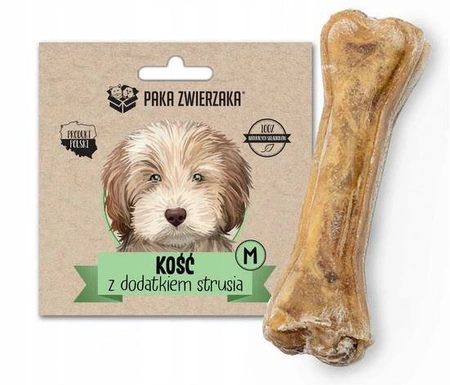 Paka Zwierzaka Kość z dodatkiem strusia M-12 cm 55g - przysmak dla psów dorosłych