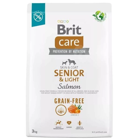 Brit care dog grain-free senior&light salmon 3kg - sucha karma dla psów starszych i z nadwagą, 3kg