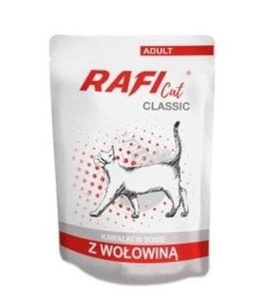 Rafi classic saszetka dla kota z wołowiną 85g - mokra karma dla kotów dorosłych, 85g