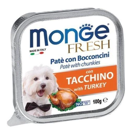 MONGE Fresh Karma dla psa Pasztet z indykiem, 100 g - mokra karma dla psów, 100 g