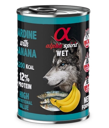 ALPHA SPIRIT Sardynki z bananem 400 g -  mokra karma dla psa, 400g