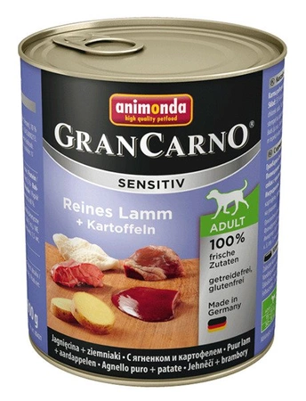 Animonda Grancarno Sensitiv Reines Lamm + Kartoffeln 800 g - mokra karma dla psów jagnięcina i ziemniaki 800g