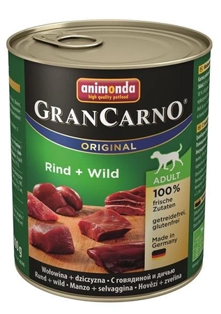 Animonda Grancarno Fleisch Plus Rind + Wild 800 g - mokra karma dla psów wołowina z dziczyzną 800g