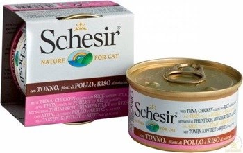 Schesir karma dla kotów puszka tuńczyk z filetami z kurczaka i ryżem 85g