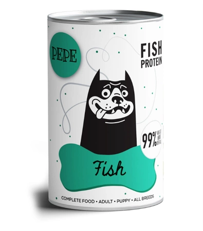 Paka Zwierzaka, PEPE, Fish 99% (ryby), 400g - bezzbożowa mokra karma dla psów w każdym wieku, 400 g