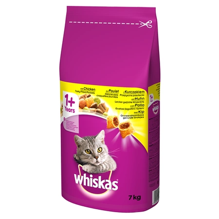 Whiskas ( 1+ lat) z Kurczakiem 7 kg - sucha karma dla kotów powżej 1 roku zycia z kurczakiem 7kg