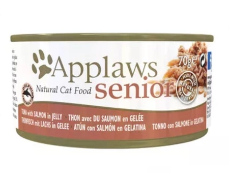 APPLAWS Cat Tin Senior Tuna with Salmon, 72 x 70 g - uzupełniająca karma w puszkach dla seniorów kotów wszystkich ras, 72 x 70 g