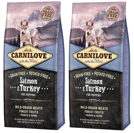 Carnilove Salmon & Turkey For Puppies 2 x 12 kg - sucha karma dla szczeniąt łosoś indyk 2 x 12 kg ZESTAW
