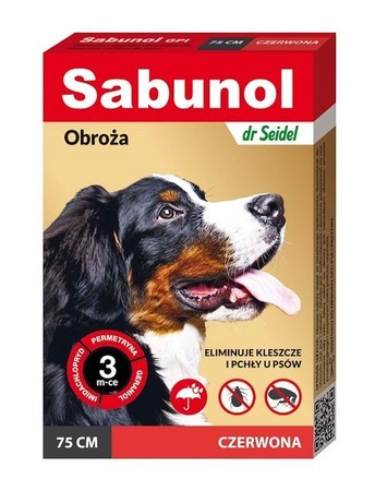Dermapharm sabunol obroża dla psa przeciw pchłom czerwona 75 cm