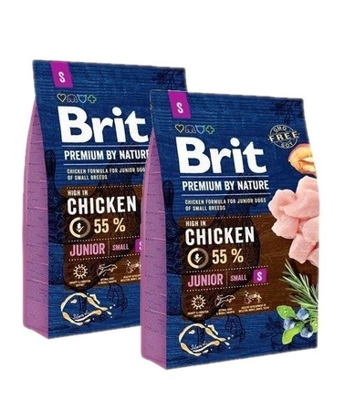 Brit Premium By Nature Junior Small Chicken 2x 3 kg - sucha karma dla młodych psów rasy małej z kurczakiem 2x3kg