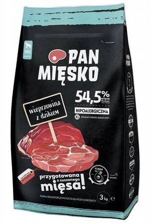 Pan Mięsko 3 kg - sucha karma dla psów dorosłych, wieprzowina z dzikiem XL 3kg