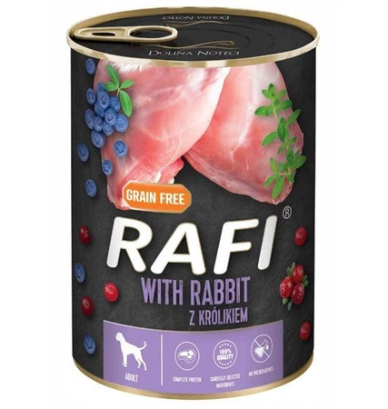 Rafi z królikiem, borówką i żurawiną, 400g - mokra karma dla psów dorosłych, 400g
