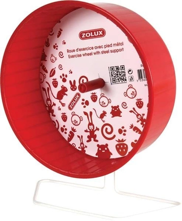 Zolux Kołowrotek plastikowy na metalowej podstawie 20 cm kol. czerwony