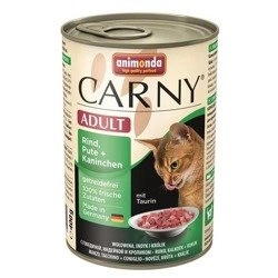 Animonda Carny Adult Rind Pute + Kaninchen 800 g - mokra karma dla dorosłych kotów z wołowiną indykiem i królikiem 800g
