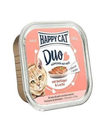 Happy Cat Duo 100 g - mokra karma dla kotów kurczak i łosoś 100g