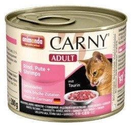 Animonda Carny Adult Pute Huhn + Shrimpsn 200 g - mokra karma dla dorosłych kotów z indykiem kurczakiem i krewetkami 200g