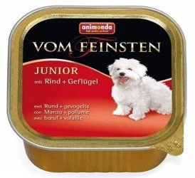 Animonda Vom Feinsten Junior mit Rind + Geflugel 150 g - mokra karma dla szczeniąt z wołowiną  drobiem 150g