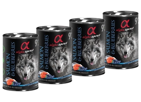 Alpha Spirit Adult All Breed Salmon & Blueberries 4x400g - mokra karma dla dorosłych psów wszystkich ras łosoś i jagody 4x400g